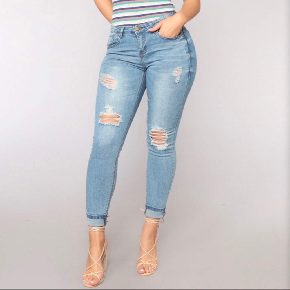Fashion Nova Distressed Skinny Jeans
